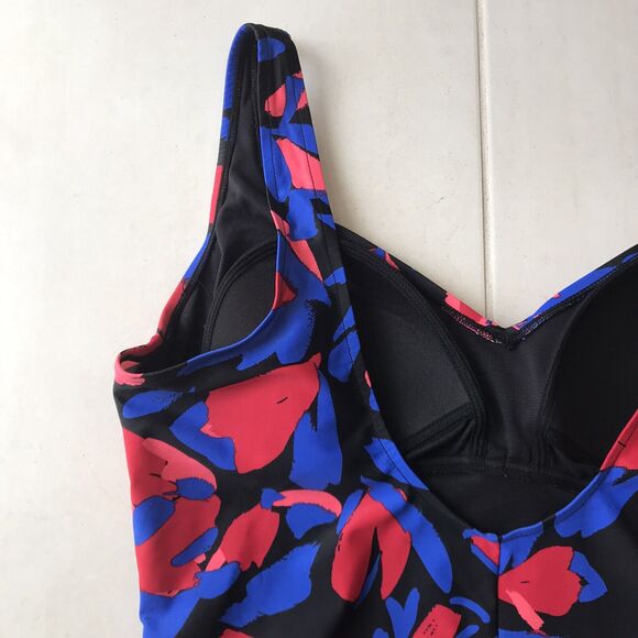 Aqua Green Swim One Piece Swimsuit Multicolor Floral Shirred - Picture 8 of 10